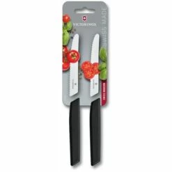 VICTORINOX Swiss Modern Tomaten- Und Tafelmesser-Set 2-teilig 11cm Wellenschliff Schwarz - Schwarz