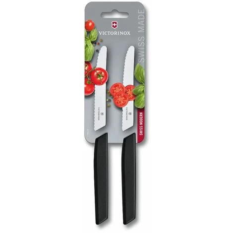 VICTORINOX Swiss Modern Tomaten- Und Tafelmesser-Set 2-teilig 11cm Wellenschliff Schwarz - Schwarz 1 VICTORINOX Swiss Modern Tomaten- Und Tafelmesser-Set 2-teilig 11cm Wellenschliff Schwarz - Schwarz