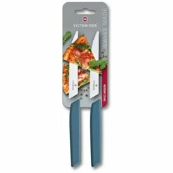 VICTORINOX Swiss Modern Steakmesser-Set 2-teilig 12cm Wellenschliff Blau