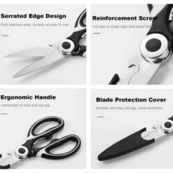 WERKZEUGE 2 Stück Küchenschere, Robuste Küchenschere, Professionelle Edelstahlschere, Mehrzweckschere Mit Deckel Für Huhn, Fisch, Gemüse Und BBQ, Flaschenöffner -Angebote Schneidwerkzeug Store 63917341 4