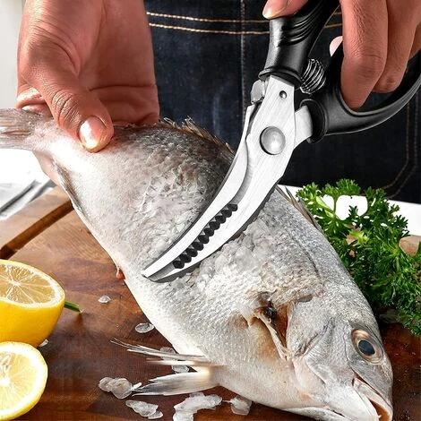 BF Küchenschere Multifunktions Fleischschere Hühnerschere Geflügel Edelstahlschere Hühnerknochen Fleisch Kräuter Gemüseschere (Schwarz) 2 BF Küchenschere Multifunktions Fleischschere Hühnerschere Geflügel Edelstahlschere Hühnerknochen Fleisch Kräuter Gemüseschere (Schwarz) – Bild 2