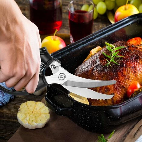 BF Küchenschere Multifunktions Fleischschere Hühnerschere Geflügel Edelstahlschere Hühnerknochen Fleisch Kräuter Gemüseschere (Schwarz) 5 BF Küchenschere Multifunktions Fleischschere Hühnerschere Geflügel Edelstahlschere Hühnerknochen Fleisch Kräuter Gemüseschere (Schwarz) – Bild 5