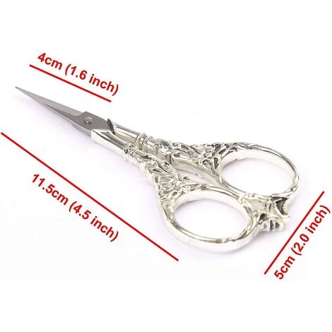 ILOVEMILAN Schere Im Europäischen Stil, Edelstahl, Für Kreuzstich, Schneiden, Stickerei, Nähen, Handwerk, Kunsthandwerk, Heimwerkerwerkzeug (Silber) 2 ILOVEMILAN Schere Im Europäischen Stil, Edelstahl, Für Kreuzstich, Schneiden, Stickerei, Nähen, Handwerk, Kunsthandwerk, Heimwerkerwerkzeug (Silber) – Bild 2