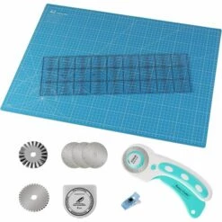 FEMOR A2 Schneidematte Set, Inkl. Rollschneider, 5 Ersatzklinge, Stoffklammer, Stecknadeln, Patchwork-Lineal, Nähzubehör Für DIY Handarbeit