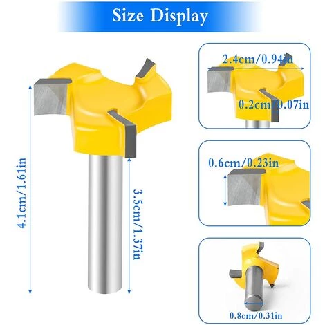 MINKUROW Schaft-Holzfräser T-förmiger Holzfräser 1/4-Zoll-Schaft-Planfräser Mit 8-mm-Schaft T-Nut-Fräser-Holzbearbeitungswerkzeug 2 MINKUROW Schaft-Holzfräser T-förmiger Holzfräser 1/4-Zoll-Schaft-Planfräser Mit 8-mm-Schaft T-Nut-Fräser-Holzbearbeitungswerkzeug – Bild 2