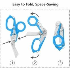 LIFCAUSAL Multitool-Schere, Faltbar, 6-in-1-Multifunktionsschere, Notfallschere, Outdoor Survival, Heimreparatur, Hartmetall, Glasbrecher, Sauerstofftank, Schraubenschlüssel, Ringschneider, Gurtschneider, Lineal (blau) -Angebote Schneidwerkzeug Store 64704643 4