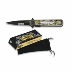 MARTINEZ ALBAINOX Regenschwarzes Albainox-Messer, FOS-Öffnungssystem, Klinge Aus 7,6 Cm Rostfreiem Stahl, Mango Stahl, Mit Clip, Samtscheide