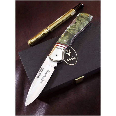 ELECTROPOLIS Luxusmesser Muela BX 60 Jahre BX-8.TH, Amerikanische Ahornwurzelholzcaches, Alpaka-Ferrule, MOVA 8 Cm Klinge + Mehrzweck-Geschenkkarte 3 ELECTROPOLIS Luxusmesser Muela BX 60 Jahre BX-8.TH, Amerikanische Ahornwurzelholzcaches, Alpaka-Ferrule, MOVA 8 Cm Klinge + Mehrzweck-Geschenkkarte – Bild 3