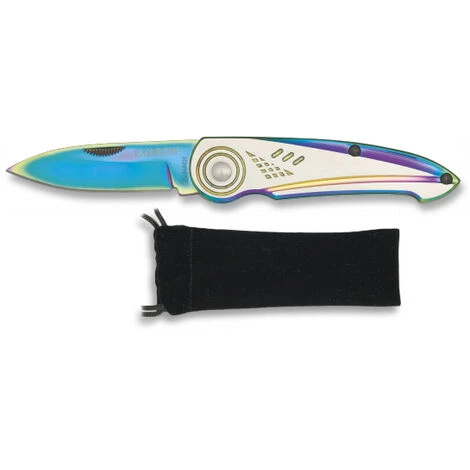 HELLO KITTY BAIN Taschenmesser Rainbow Mit Titanbad, 6,2 Cm Klinge, Mango Aluminium, Samtdecke, 19726 1 HELLO KITTY BAIN Taschenmesser Rainbow Mit Titanbad, 6,2 Cm Klinge, Mango Aluminium, Samtdecke, 19726