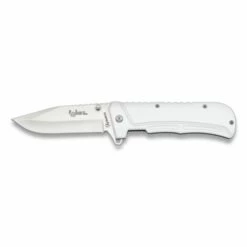 Unterstützter Rasierapparat Martinez Albainox Mit Weißem Cacha Fos-System, Mango Klinge Aus Aluminium Und Edelstahl Von 9,5 Cm. Inklusive Clip Im Farbkasten 19991-A