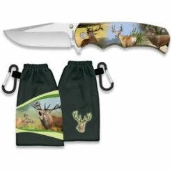 Martinez Albainox Hirschfänger Plus Scheide Mit Karabiner Geschenk-Set, 8,8 Klinge Aus Rostfreiem Stahl Und 3D-Hirsch Griff. Satz: 30777 + 182573d011