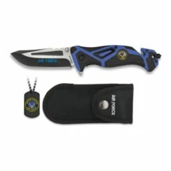 MARTINEZ ALBAINOX Taktisches Messer Albainox AIR FORCE, Blau Und Schwarz, Mango Aluminium, Klinge Aus 8,4 Cm Rostfreiem Stahl, FOS-Öffnung, In Nylonscheide