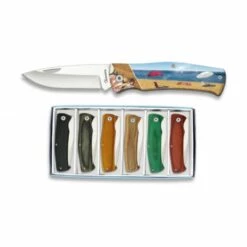 Set Mit 6 Rasierern Martinez Albainox Mit Mango Holz Und 3D-Druck Strand, 7 Cm Klinge Aus Edelstahl In Geschenkverpackung Präsentation