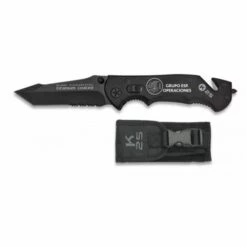 Taktisches Messer K25 GEO, Mango Aluminium, 9 Cm Klinge Aus Rostfreiem Stahl, Titanbeschichtet, Mit Nylonscheide