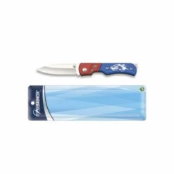 MARTINEZ ALBAINOX Messer Albainox Mit Mango Aus Aluminium, Rot Und Blau, Klinge Aus 6 Cm Rostfreiem Stahl, Mit Clip