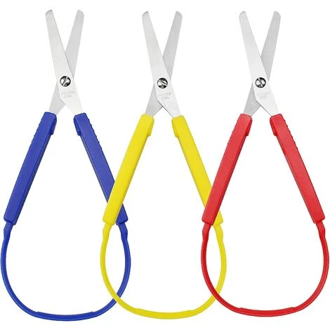 HEGUYEY 3 Stück Farbige Schlaufenscheren, Selbstöffnende Sicherheitsschere, Leicht Zu Greifende Kinderschere Für Besondere Bedürfnisse, Sicherheitsgriffe Mit Runder Spitze, 3 Farben 1 HEGUYEY 3 Stück Farbige Schlaufenscheren, Selbstöffnende Sicherheitsschere, Leicht Zu Greifende Kinderschere Für Besondere Bedürfnisse, Sicherheitsgriffe Mit Runder Spitze, 3 Farben