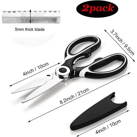 PERLE RARE 2 Stück Küchenschere, Robuste Küchenschere, Professionelle Edelstahlschere, Mehrzweckschere Mit Deckel Für Huhn, Fisch, Gemüse Und BBQ, Flaschenöffner 2 PERLE RARE 2 Stück Küchenschere, Robuste Küchenschere, Professionelle Edelstahlschere, Mehrzweckschere Mit Deckel Für Huhn, Fisch, Gemüse Und BBQ, Flaschenöffner – Bild 2