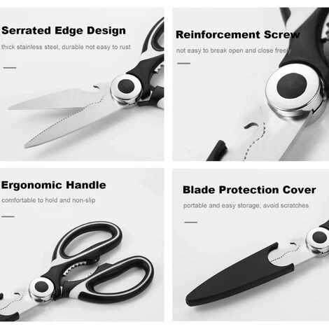 PERLE RARE 2 Stück Küchenschere, Robuste Küchenschere, Professionelle Edelstahlschere, Mehrzweckschere Mit Deckel Für Huhn, Fisch, Gemüse Und BBQ, Flaschenöffner 4 PERLE RARE 2 Stück Küchenschere, Robuste Küchenschere, Professionelle Edelstahlschere, Mehrzweckschere Mit Deckel Für Huhn, Fisch, Gemüse Und BBQ, Flaschenöffner – Bild 4