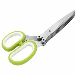 PERLE RARE Kräuterschere, Scharfe 5-Klingen-Schere Zum Hacken Von Kräutern, Geeignet Für Schnittlauch, Zitrusfrüchte, Zwiebeln, Knoblauch, Vanille, Mit Reinigungskamm (1 Packung, Grün) -Angebote Schneidwerkzeug Store 64908772 4