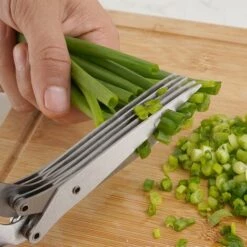 PERLE RARE Kräuterschere, Scharfe 5-Klingen-Schere Zum Hacken Von Kräutern, Geeignet Für Schnittlauch, Zitrusfrüchte, Zwiebeln, Knoblauch, Vanille, Mit Reinigungskamm (1 Packung, Grün) -Angebote Schneidwerkzeug Store 64908772 5