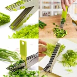 PERLE RARE Dreiteilige Küchenkräuterschere Aus Edelstahl, 5-Klingen-Mehrzweck-Kräuterschere, Deckel Mit Reinigungskamm, Multifunktions-Küchenschneideschere -Angebote Schneidwerkzeug Store 64909071 4