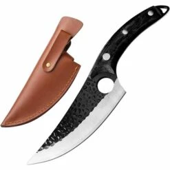 HEGUYEY Fleischermesser Schwarz Geschmiedete Ausbeinmesser Mit Scheide Japanisches Fleischfilet