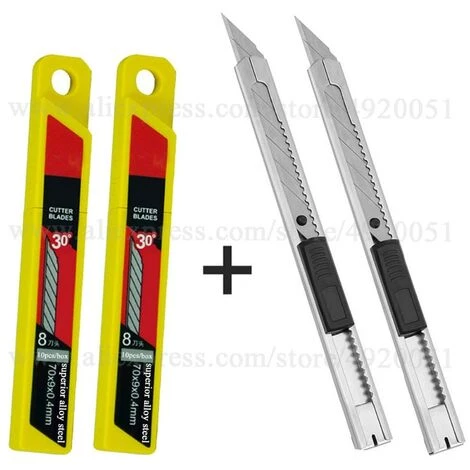 FUIENKO Auto Aufkleber Wrapping Film Schneiden Messer Edelstahl Silber Kunst Messer Klingen Schreibwaren Schule Werkzeuge Papier Cutter 2E02 + 2E03 1 FUIENKO Auto Aufkleber Wrapping Film Schneiden Messer Edelstahl Silber Kunst Messer Klingen Schreibwaren Schule Werkzeuge Papier Cutter 2E02 + 2E03