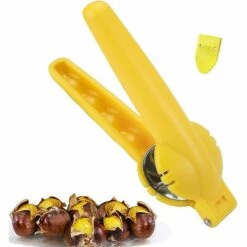 DONTODENT Chestnut Cutter Tool Opener Knife, Edelstahl 2 In 1, Mit Rutschfestem Griff Gelb