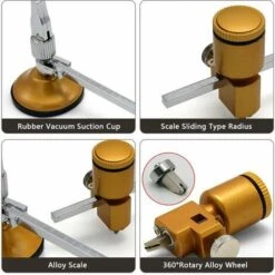 THSINDE Schwerlast-Kreisglasschneider Mit Saugnapf Mit 54 Mm Durchmesser, 1,5-12 Zoll Schneidradius, Ölzylinder, Verstellbarer Glas-Kreisschneider – Gold – Gold -Angebote Schneidwerkzeug Store 65393062 3