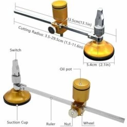 LIFCAUSAL Hochleistungs-Rundglasschneider Mit 54 Mm Saugnapfdurchmesser 1,5-12 Zoll Schneidradius Ölzylinder Einstellbarer Glaskreisschneider -Angebote Schneidwerkzeug Store 65637384 4