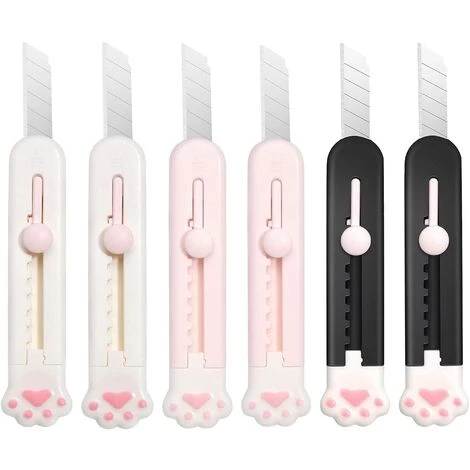 ILOVEMILAN 6er-Pack Niedlicher Einziehbarer Kartonschneider, Allzweckmesser, Weihnachtliches Scharfes Karton-Rasiermesser, Glatter Mechanismus, Perfekt Für Büro Und Zuhause. 1 ILOVEMILAN 6er-Pack Niedlicher Einziehbarer Kartonschneider, Allzweckmesser, Weihnachtliches Scharfes Karton-Rasiermesser, Glatter Mechanismus, Perfekt Für Büro Und Zuhause.