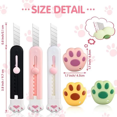 ILOVEMILAN 6 Stück Niedlicher Einziehbarer Kartonschneider Kawaii Allzweckmesser Kitty Brieföffner Katze Schöne Pfote Kartonschneider Tragbares Messer Kartonschneider Mit Loch 2 ILOVEMILAN 6 Stück Niedlicher Einziehbarer Kartonschneider Kawaii Allzweckmesser Kitty Brieföffner Katze Schöne Pfote Kartonschneider Tragbares Messer Kartonschneider Mit Loch – Bild 2