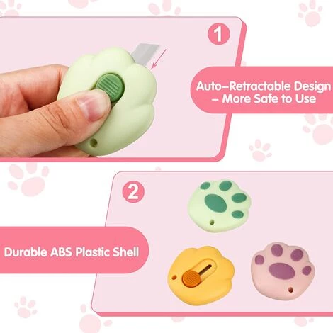 ILOVEMILAN 6 Stück Niedlicher Einziehbarer Kartonschneider Kawaii Allzweckmesser Kitty Brieföffner Katze Schöne Pfote Kartonschneider Tragbares Messer Kartonschneider Mit Loch 3 ILOVEMILAN 6 Stück Niedlicher Einziehbarer Kartonschneider Kawaii Allzweckmesser Kitty Brieföffner Katze Schöne Pfote Kartonschneider Tragbares Messer Kartonschneider Mit Loch – Bild 3