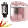 ILOVEMILAN Elektrischer Bleistiftspitzer, Tragbarer Bleistiftspitzer Für Kinder, Schnell Schärfende Klinge, Geeignet Für Nr. 2/Farbe (6-8 Mm)/Schul-/Bürobleistifte (Rosa)