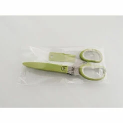 BF 1 Stück Kräuterschere, Küchenschere Mit Sicherheitsabdeckung, 5 Edelstahlklingen, Chopper (Grün & Weiß)