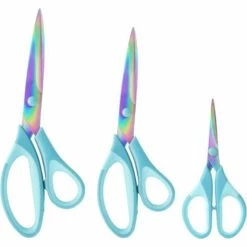 ILOVEMILAN Bastelschere, Allzweckschere Mit Scharfen Titanklingen, Gummigriff Mit Weichem Griff, Mehrzweck-Stoffscheren-Werkzeugset, Ideal Für Büro, Nähen, Kunst, Schule Und Haushalt, 1 Set Mit 3 Stück, Blau