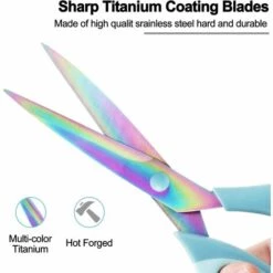 ILOVEMILAN Bastelschere, Allzweckschere Mit Scharfen Titanklingen, Gummigriff Mit Weichem Griff, Mehrzweck-Stoffscheren-Werkzeugset, Ideal Für Büro, Nähen, Kunst, Schule Und Haushalt, 1 Set Mit 3 Stück, Blau -Angebote Schneidwerkzeug Store 66136240 3