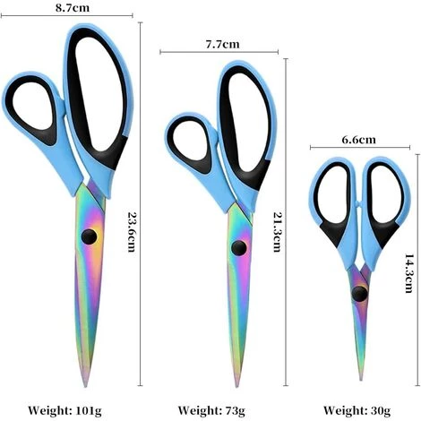 ILOVEMILAN Büroschere Bastelschere Stoffschere Allzweck Für Büro, Schule, Näh- Und Haushaltsbedarf, 3-teilig 2 ILOVEMILAN Büroschere Bastelschere Stoffschere Allzweck Für Büro, Schule, Näh- Und Haushaltsbedarf, 3-teilig – Bild 2