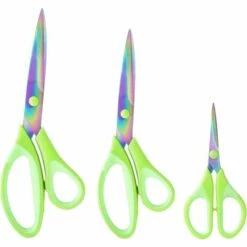 ILOVEMILAN Titan-Schere, Schere Mit Scharfen Klingen, Gummigriff Mit Weichem Griff, Mehrzweck-Scheren-Set, Ideal Für Handwerk, Nähen, Kunst, Büro, Schule Und Haushalt, 1 Set Mit 3 Stück, Grün