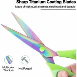 ILOVEMILAN Titan-Schere, Schere Mit Scharfen Klingen, Gummigriff Mit Weichem Griff, Mehrzweck-Scheren-Set, Ideal Für Handwerk, Nähen, Kunst, Büro, Schule Und Haushalt, 1 Set Mit 3 Stück, Grün -Angebote Schneidwerkzeug Store 66137014 4