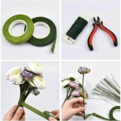 THSINDE Blumenarrangement-Tool-Kit, 9-teiliges Set Für Floristen, Grünes Band, Blumendraht, Schneideschere, Grüner Klebstoff, Für Blumenstrauß, Stängelverpackung, Floristen, DIY, Gartenarbeit, Hochzeit -Angebote Schneidwerkzeug Store 66209907 5