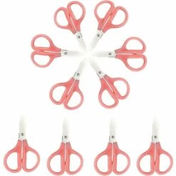 LTS FAFA Sicherheitsschere Für Kinder, 10 Stück, Rundspitzenschere, Lernschere, 7 Cm, Edelstahlklingen/Kunststoffgriffe, Rechts- Und Linkshänder, Zum Schneiden Von Papier Und Stoff (Hellrosa)