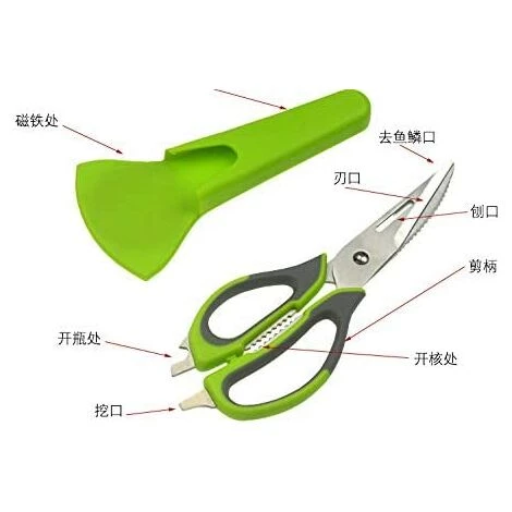 DECKON Multifunktions-Küchenschere 8 In 1 Edelstahl Abnehmbare Hochleistungs-Geflügelschere Für Geflügel, Fisch, Fleisch Und Kräuter, Gemüse (Grün) 4 DECKON Multifunktions-Küchenschere 8 In 1 Edelstahl Abnehmbare Hochleistungs-Geflügelschere Für Geflügel, Fisch, Fleisch Und Kräuter, Gemüse (Grün) – Bild 4