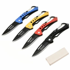 DECKON 2-teiliges Edelstahl-Taktik-Klappmesser-Messerset, Geeignet Für Camping, Überleben Im Freien, Schwarz