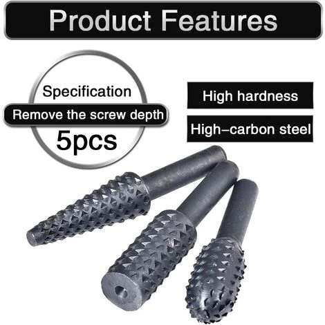 DECKON 5 Stück Frässtifte 1/4" 6mm Schaft Drehbohrer Drehraspel Bohrer Set Holzbearbeitung Meißel Rollschneider Prägung Polieren Gravurkopf Elektrowerkzeuge 2 DECKON 5 Stück Frässtifte 1/4" 6mm Schaft Drehbohrer Drehraspel Bohrer Set Holzbearbeitung Meißel Rollschneider Prägung Polieren Gravurkopf Elektrowerkzeuge – Bild 2