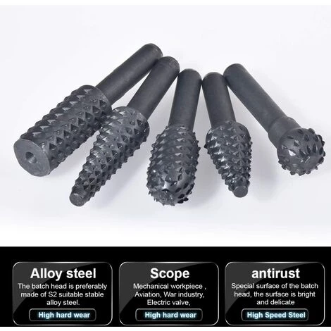 DECKON 5 Stück Frässtifte 1/4" 6mm Schaft Drehbohrer Drehraspel Bohrer Set Holzbearbeitung Meißel Rollschneider Prägung Polieren Gravurkopf Elektrowerkzeuge 4 DECKON 5 Stück Frässtifte 1/4" 6mm Schaft Drehbohrer Drehraspel Bohrer Set Holzbearbeitung Meißel Rollschneider Prägung Polieren Gravurkopf Elektrowerkzeuge – Bild 4