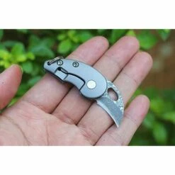 BENOBBY KIDS Mini-Klappmesser Mit Schlüsselbund Damaskus VG10-Stahlklinge, Griff Aus TC4-Titanlegierung, Kugelgelagerte EDC-Taschenmesser Mit Nylontasche -Angebote Schneidwerkzeug Store 67069101 3