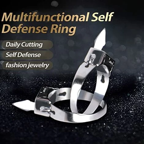 BENOBBY KIDS 2 ST?CKE Selbstverteidigungsring Mit Innovativem Design F��r Frauen M?nner Mode Titanstahl Verstellbarer Offener Ring 2 BENOBBY KIDS 2 ST?CKE Selbstverteidigungsring Mit Innovativem Design F��r Frauen M?nner Mode Titanstahl Verstellbarer Offener Ring – Bild 2