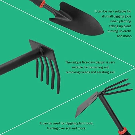 BENOBBY KIDS Gartenwerkzeug-Set, 4-teiliges Premium-Set Mit Gartenschaufel, Handkelle, Rechen, Hacke, Mehrzweck Mit Rutschfestem, Weichem Gummi, Geschenk Für Gartengeräte Für Damen Und Herren (Schwarz) 2 BENOBBY KIDS Gartenwerkzeug-Set, 4-teiliges Premium-Set Mit Gartenschaufel, Handkelle, Rechen, Hacke, Mehrzweck Mit Rutschfestem, Weichem Gummi, Geschenk Für Gartengeräte Für Damen Und Herren (Schwarz) – Bild 2