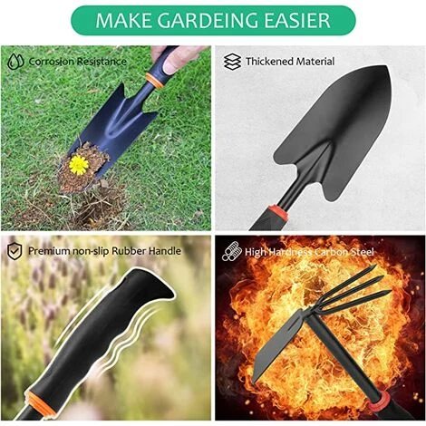 BENOBBY KIDS Gartenwerkzeug-Set, 4-teiliges Premium-Set Mit Gartenschaufel, Handkelle, Rechen, Hacke, Mehrzweck Mit Rutschfestem, Weichem Gummi, Geschenk Für Gartengeräte Für Damen Und Herren (Schwarz) 3 BENOBBY KIDS Gartenwerkzeug-Set, 4-teiliges Premium-Set Mit Gartenschaufel, Handkelle, Rechen, Hacke, Mehrzweck Mit Rutschfestem, Weichem Gummi, Geschenk Für Gartengeräte Für Damen Und Herren (Schwarz) – Bild 3